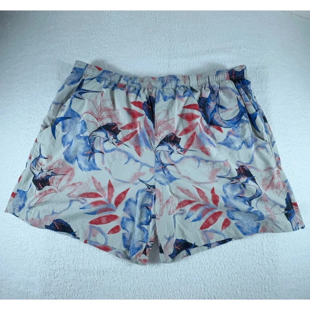 Columbia Swim Trunks Mens 2XL XXL Floral Omni-Shade‎ PFG Fishing Zip Pocket 6